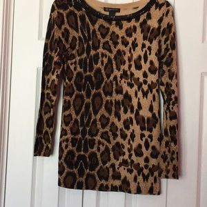 INC leopard print tunic w/ black beading.